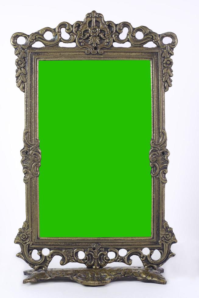 Antique blank photo frame with green interior