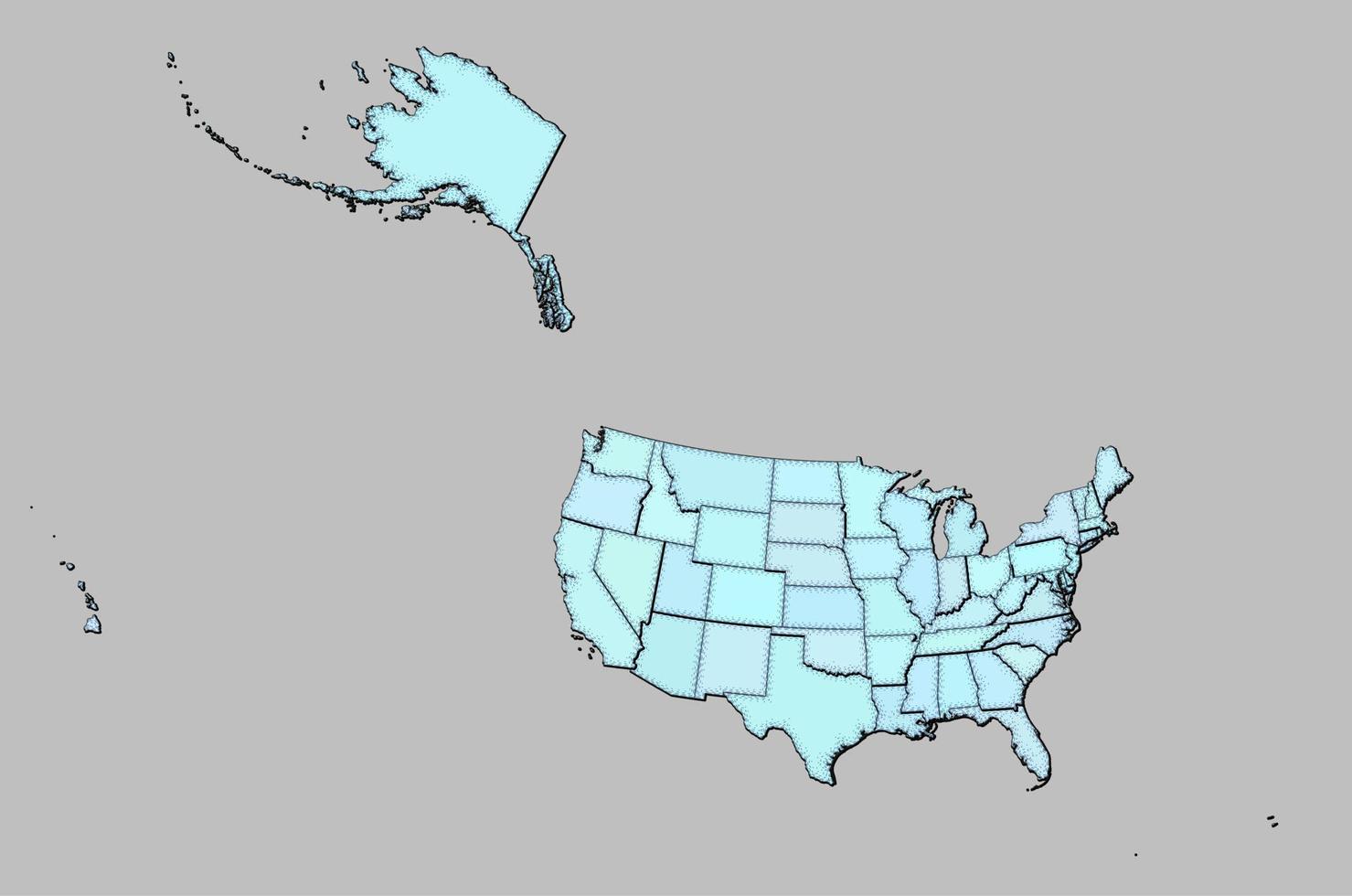 United States of America map with states isolated vector