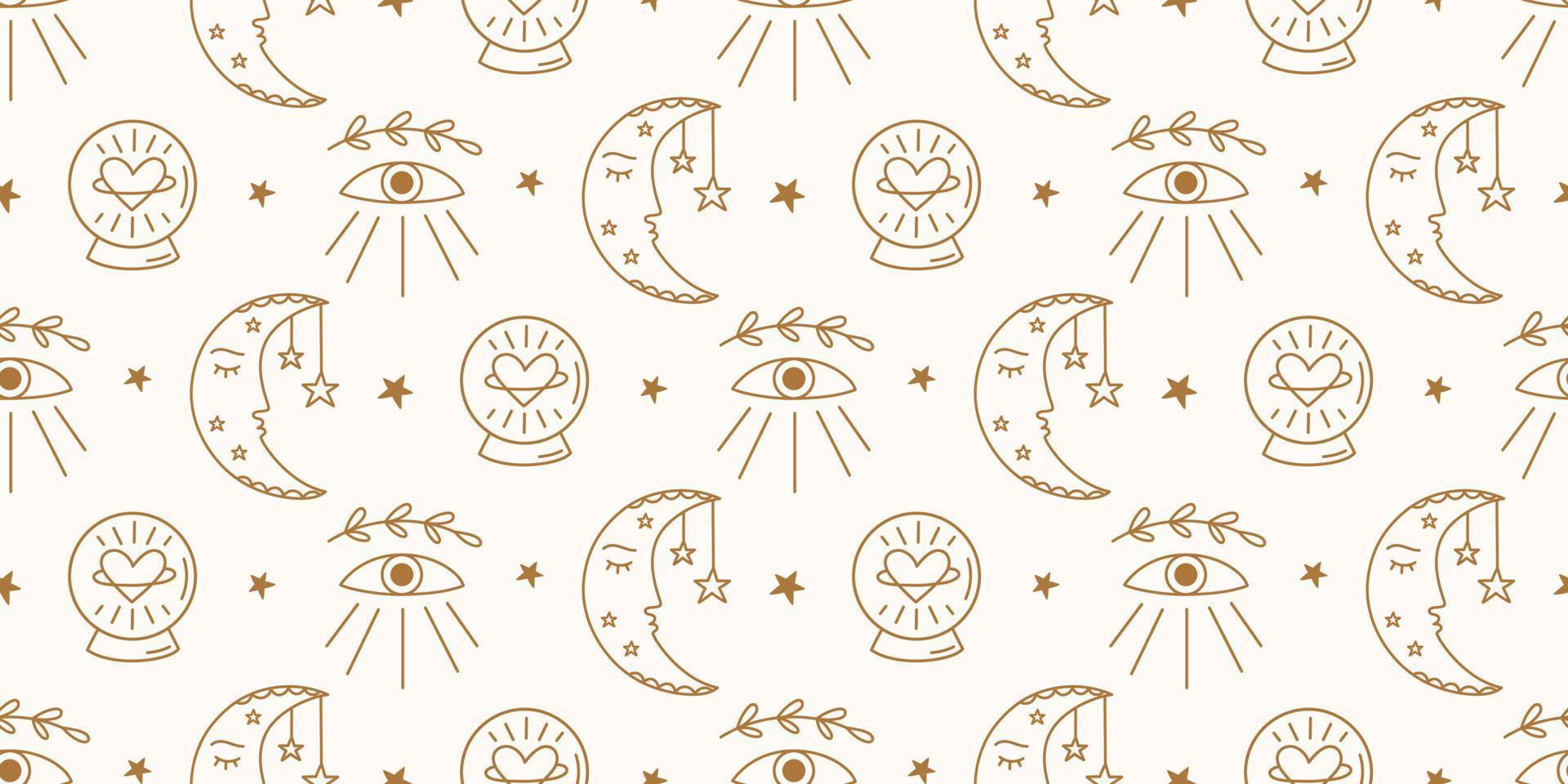 Celestial seamless pattern lunar mystic background vector
