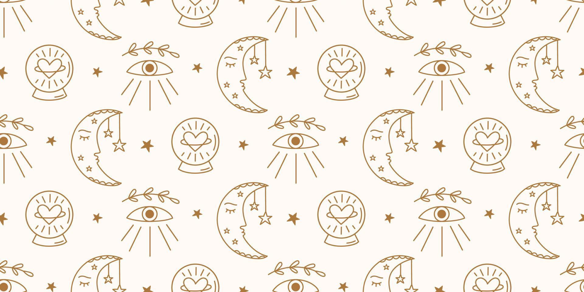 Celestial seamless pattern lunar mystic background vector