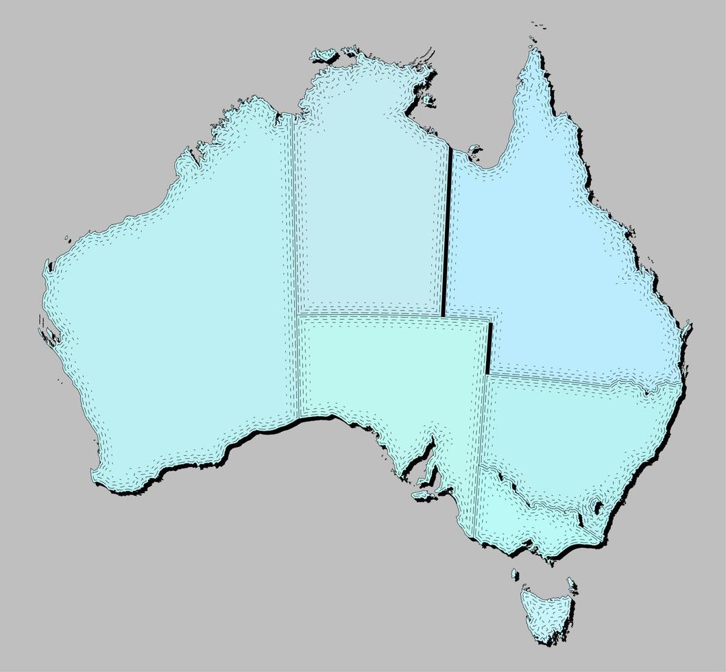 mapa de Australia con estados aislado vector