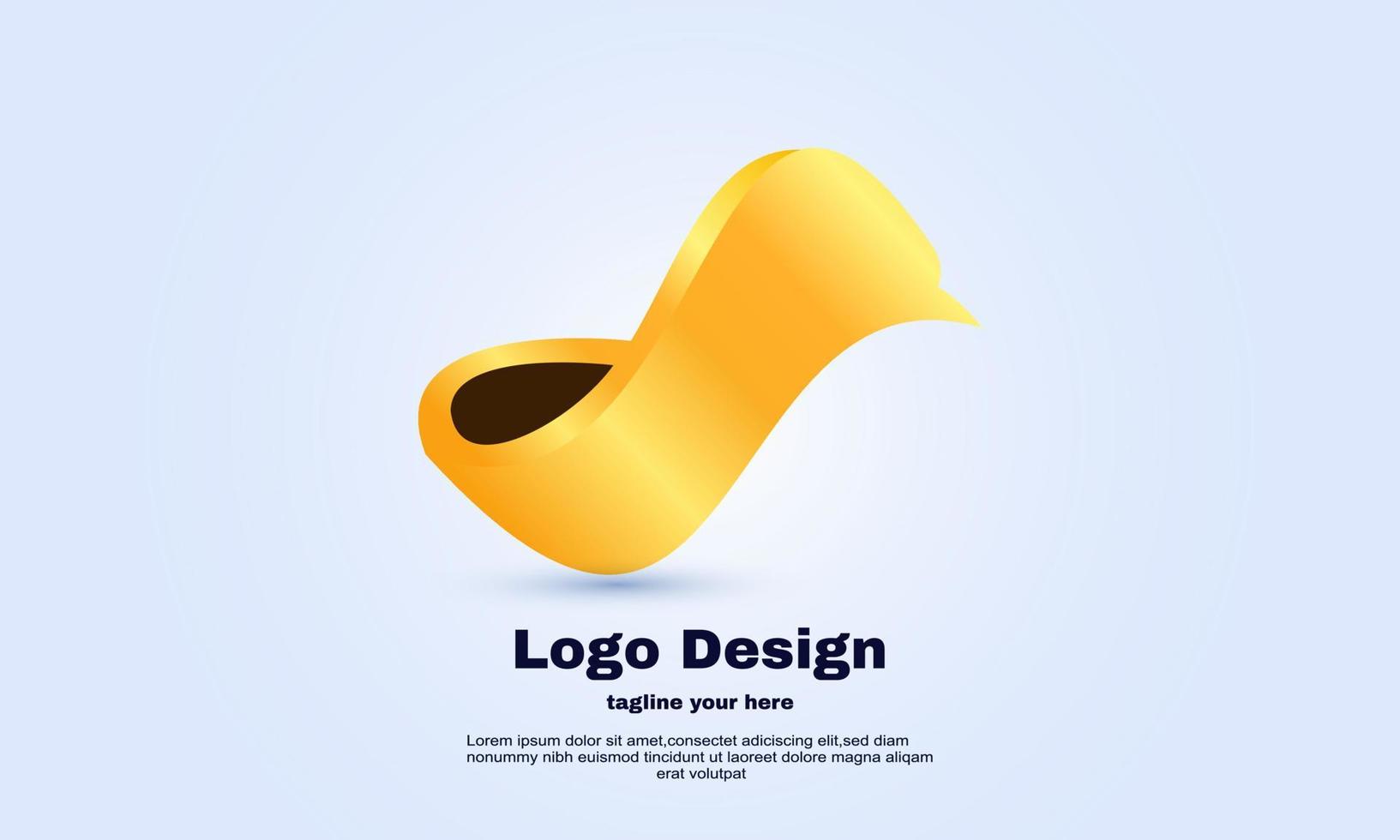 unique gold bird minimalist design isolated on vector