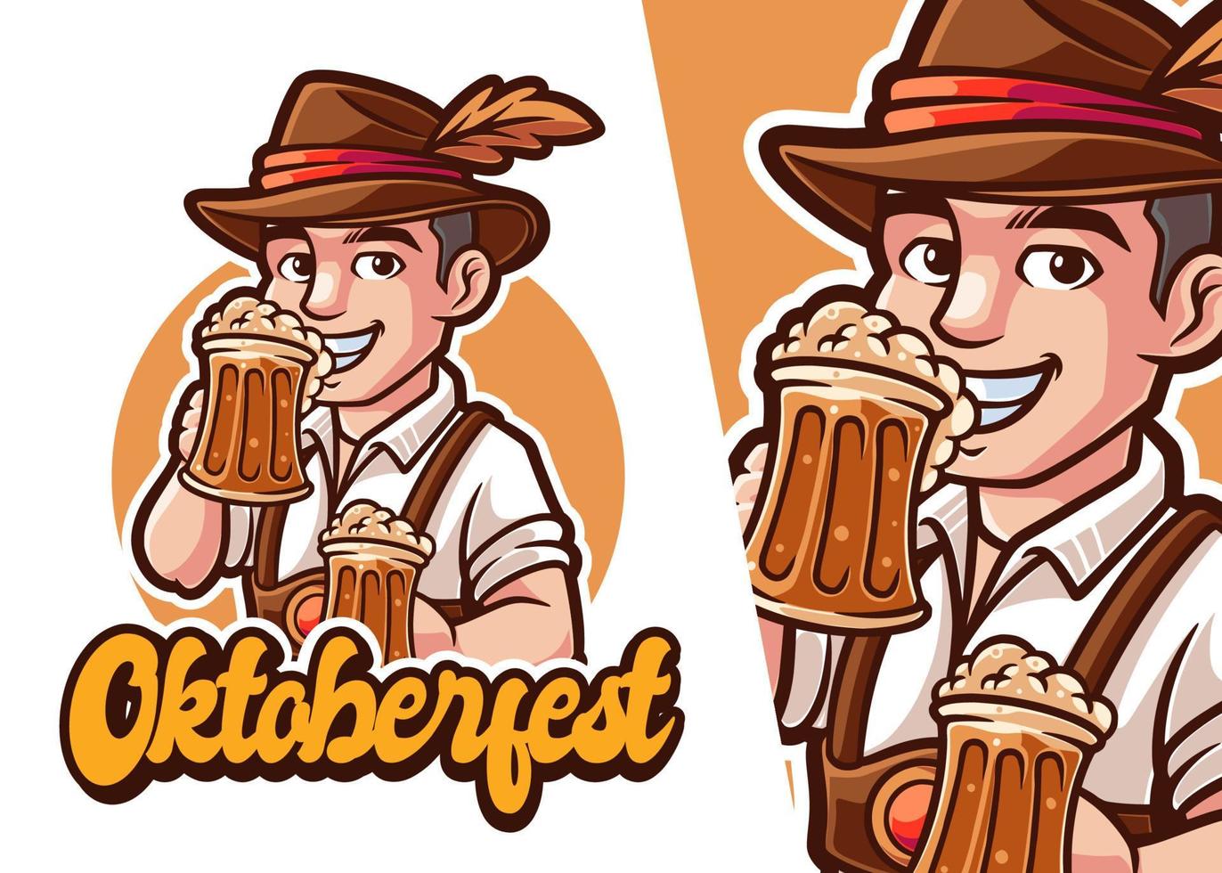 Bartender Mascot Cartoon Logo. Man Character Profession Logo 19860957