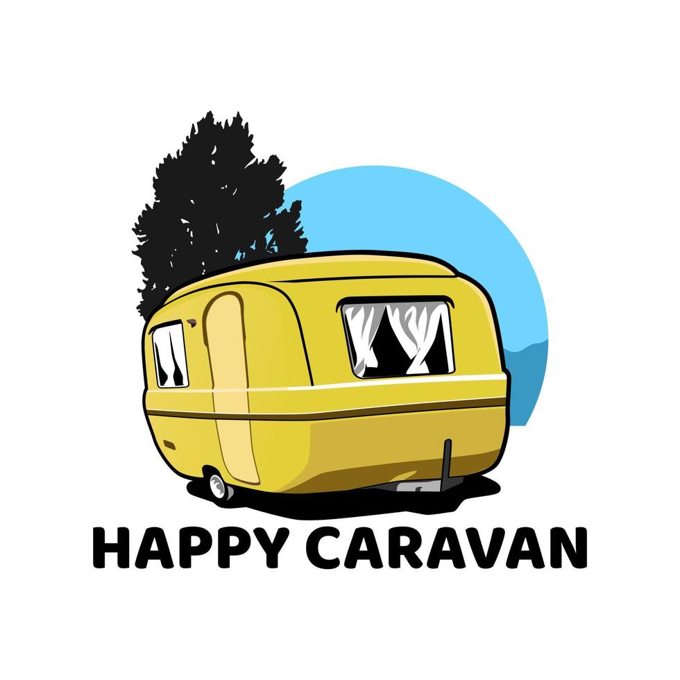 happy caravan design logo icon vector