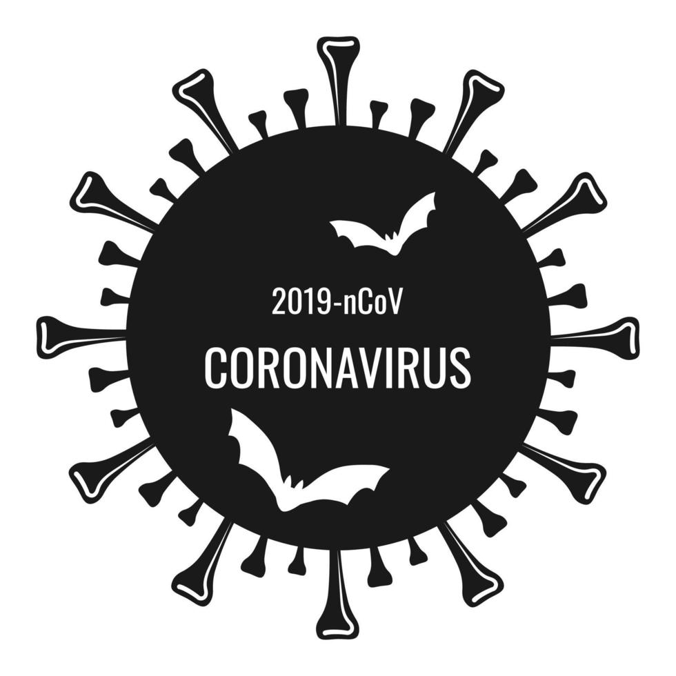 murciélago coronavirus infección concepto. vector negro y blanco ilustración.