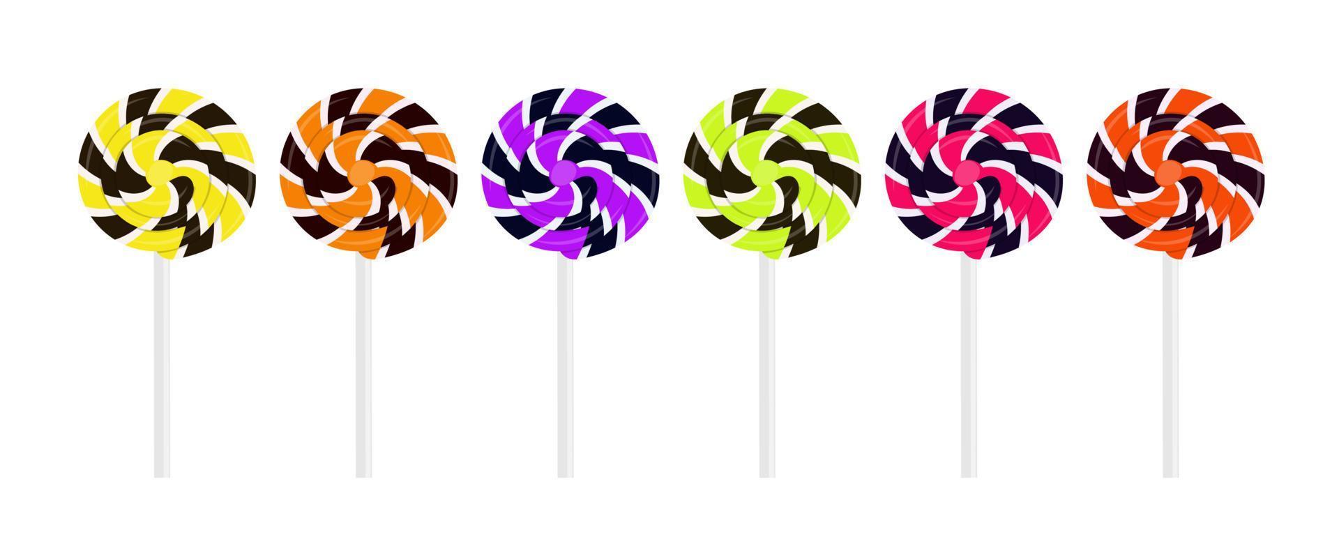 conjunto de espiral piruletas en diferente colores vector