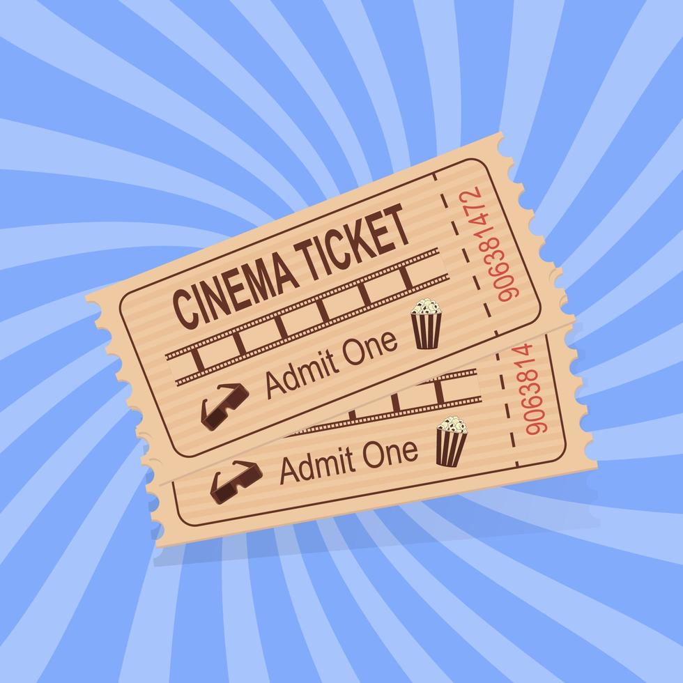 Retro style cinema tickets on a striped background vector