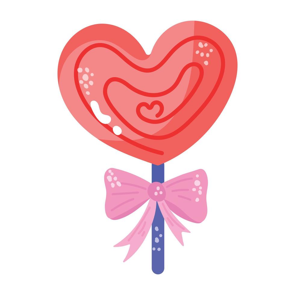 Trendy flat sticker of heart lollipop vector