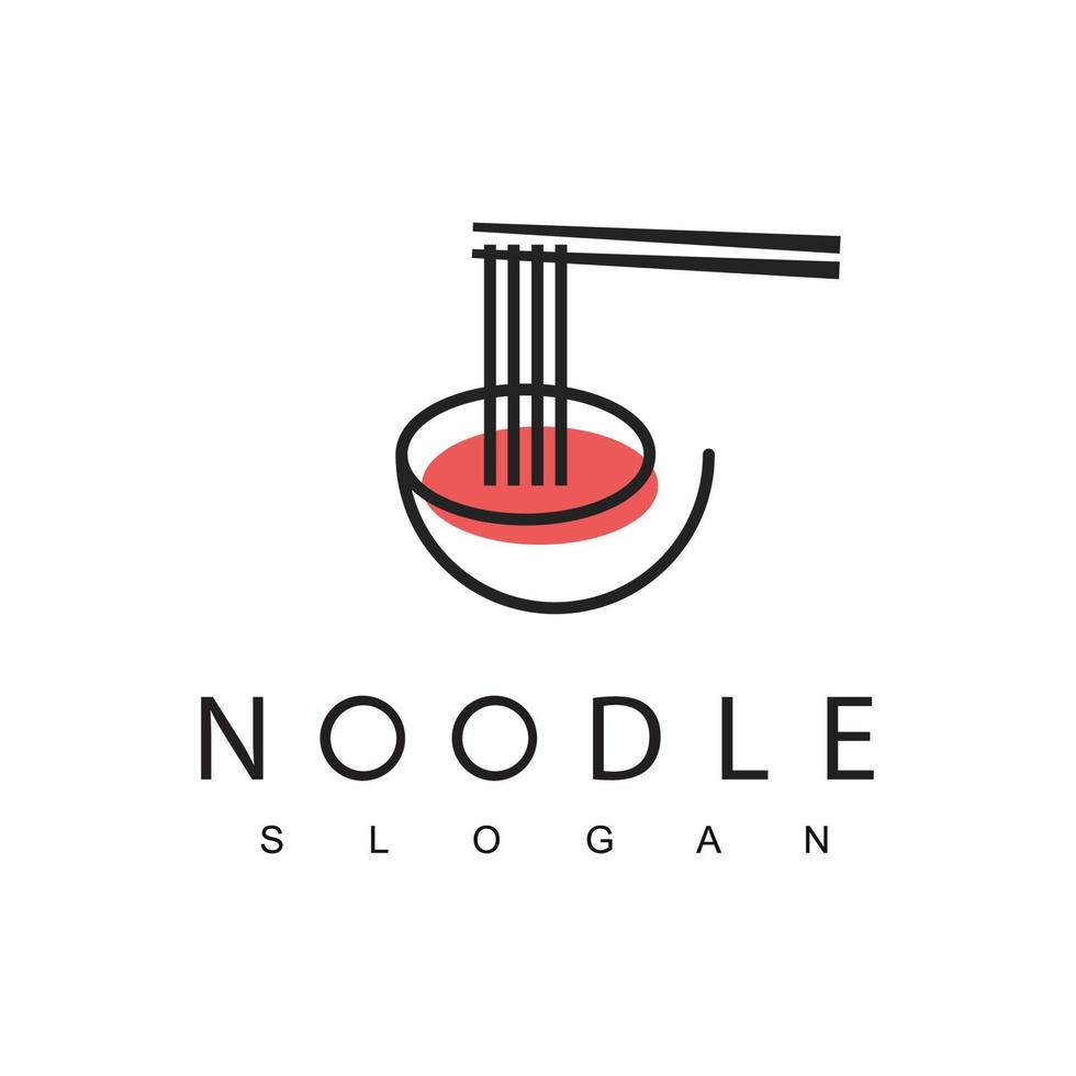 Noodle Logo Template, Modern Minimalist Concept Using Bowl And Noodle Icon vector