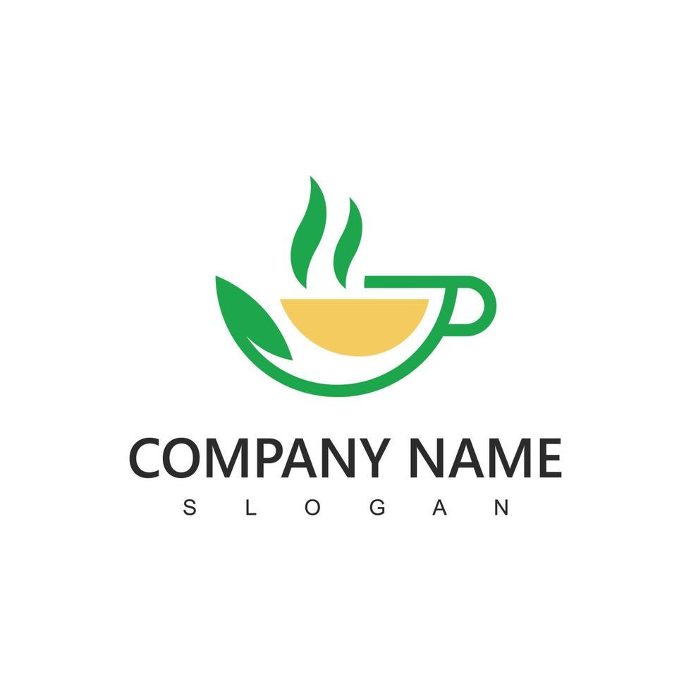 Tea logo template, Green organic tea icon vector