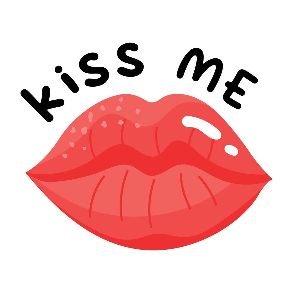 A hand drawn flat sticker icon of kiss vector