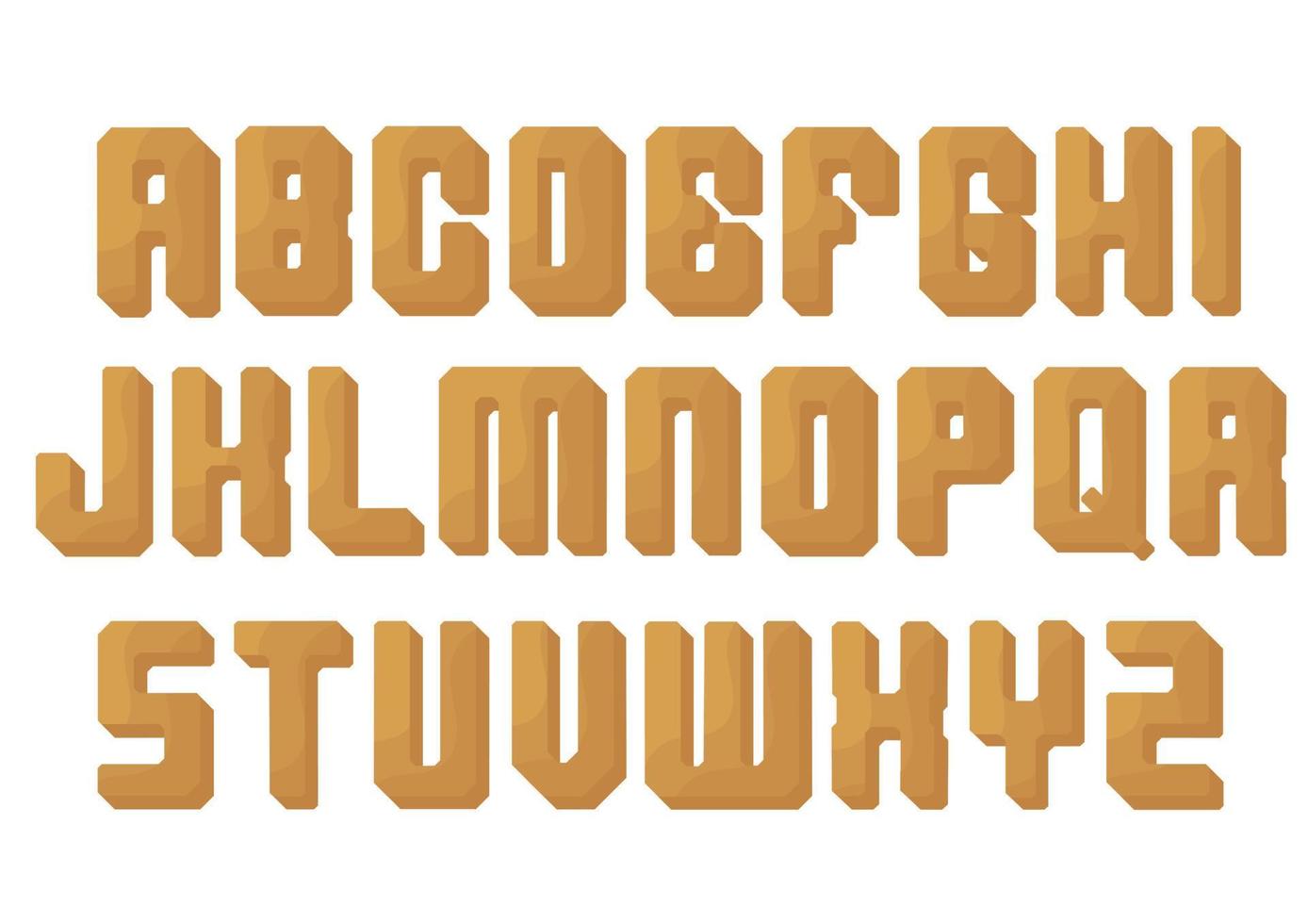 set of alphabet letters in wood texture style vector