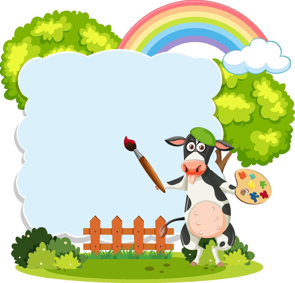 Empty board template with cartoon character vector