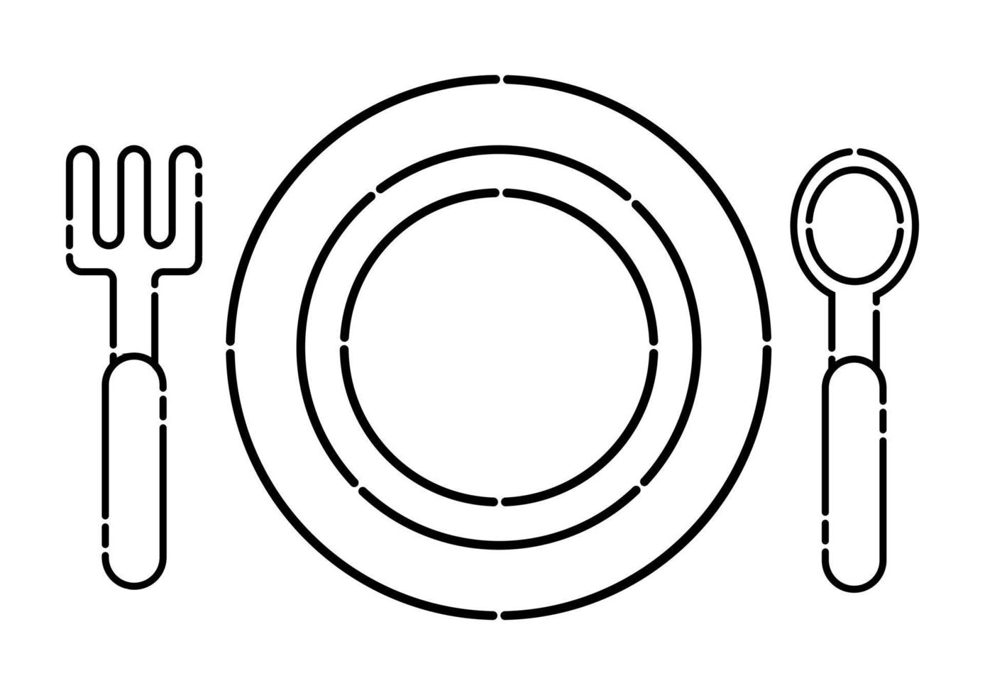 cutlery illustration in dotted line style vector