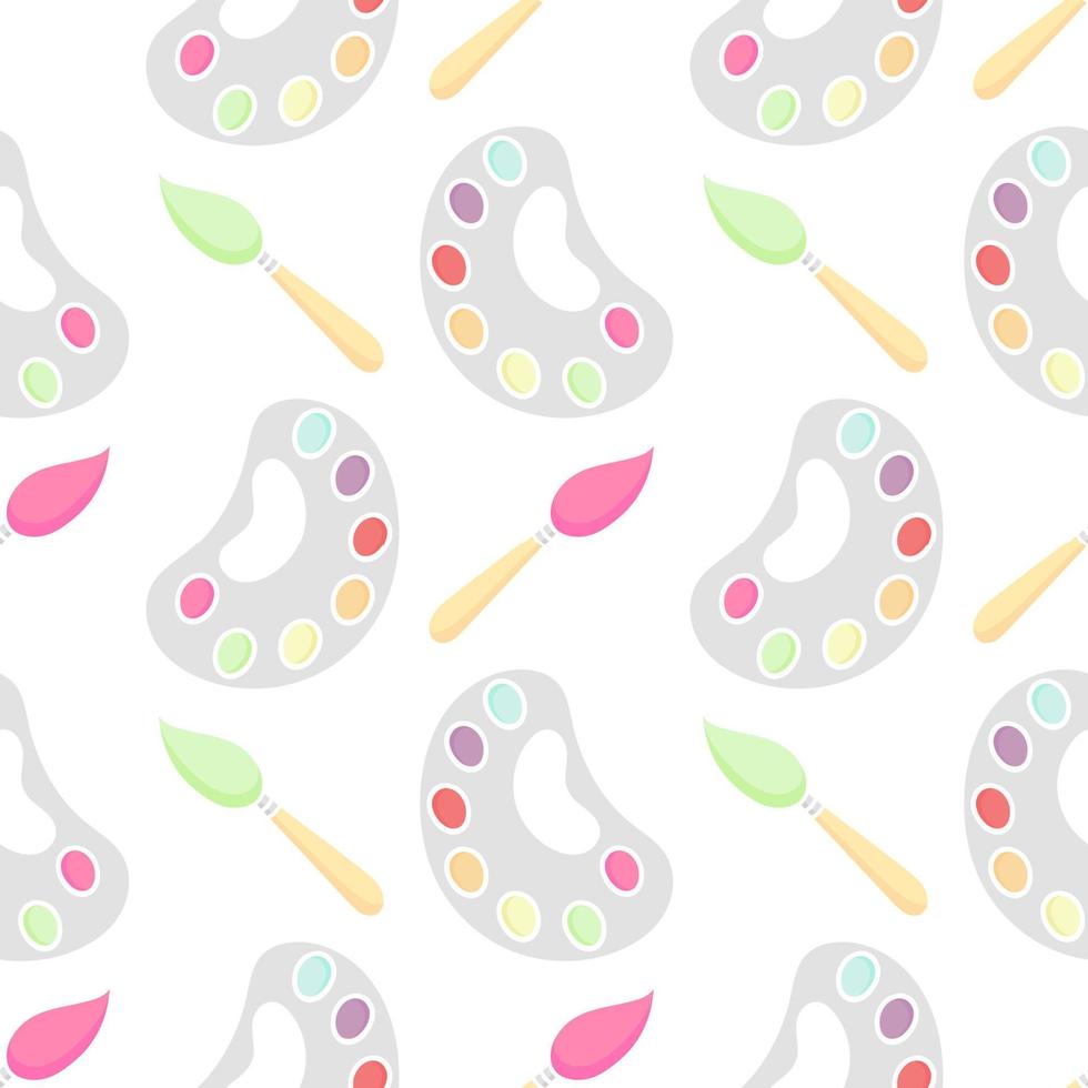 hand drawn illustration of paint brush and palette version without outline vector
