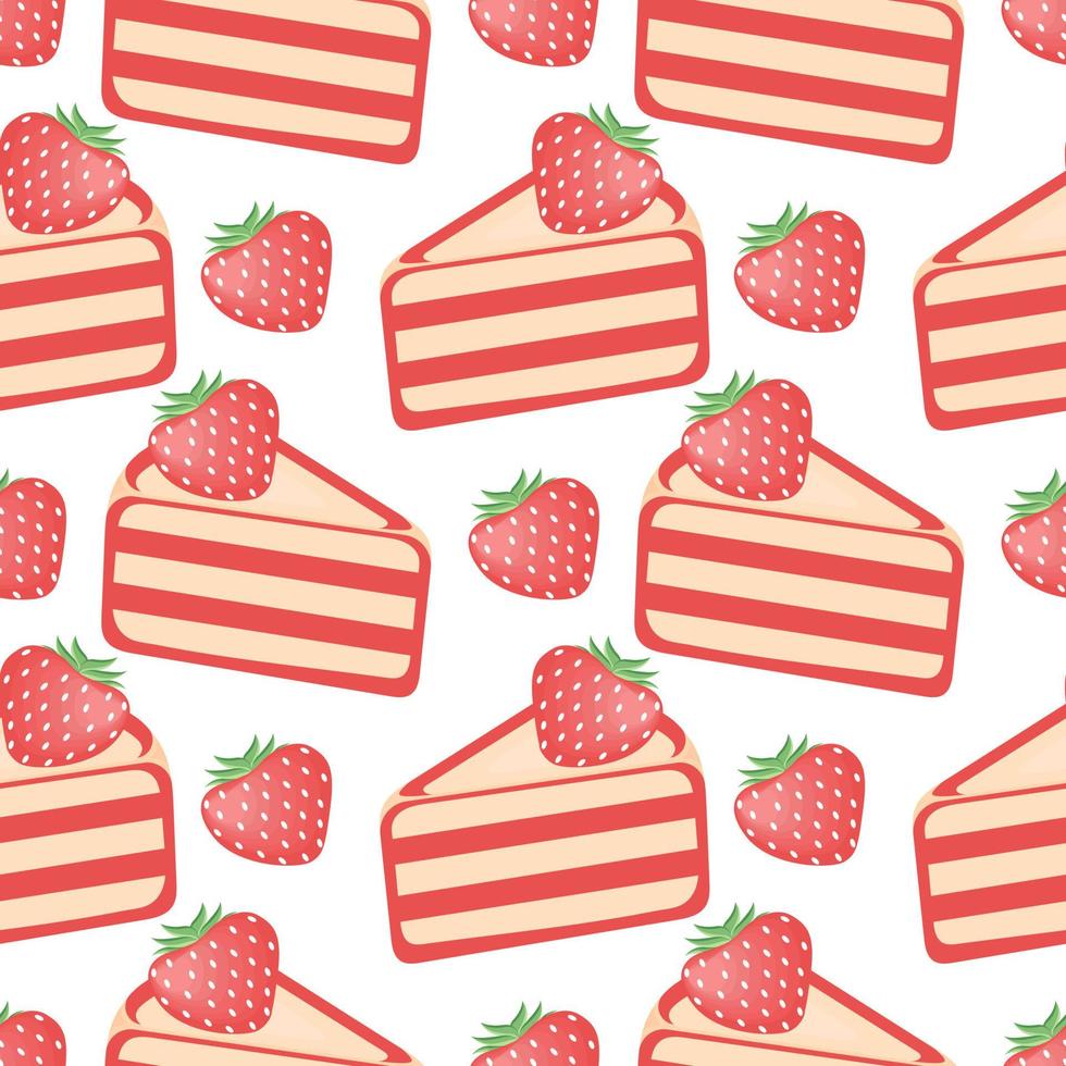 strawberry cake seamless pattern vector