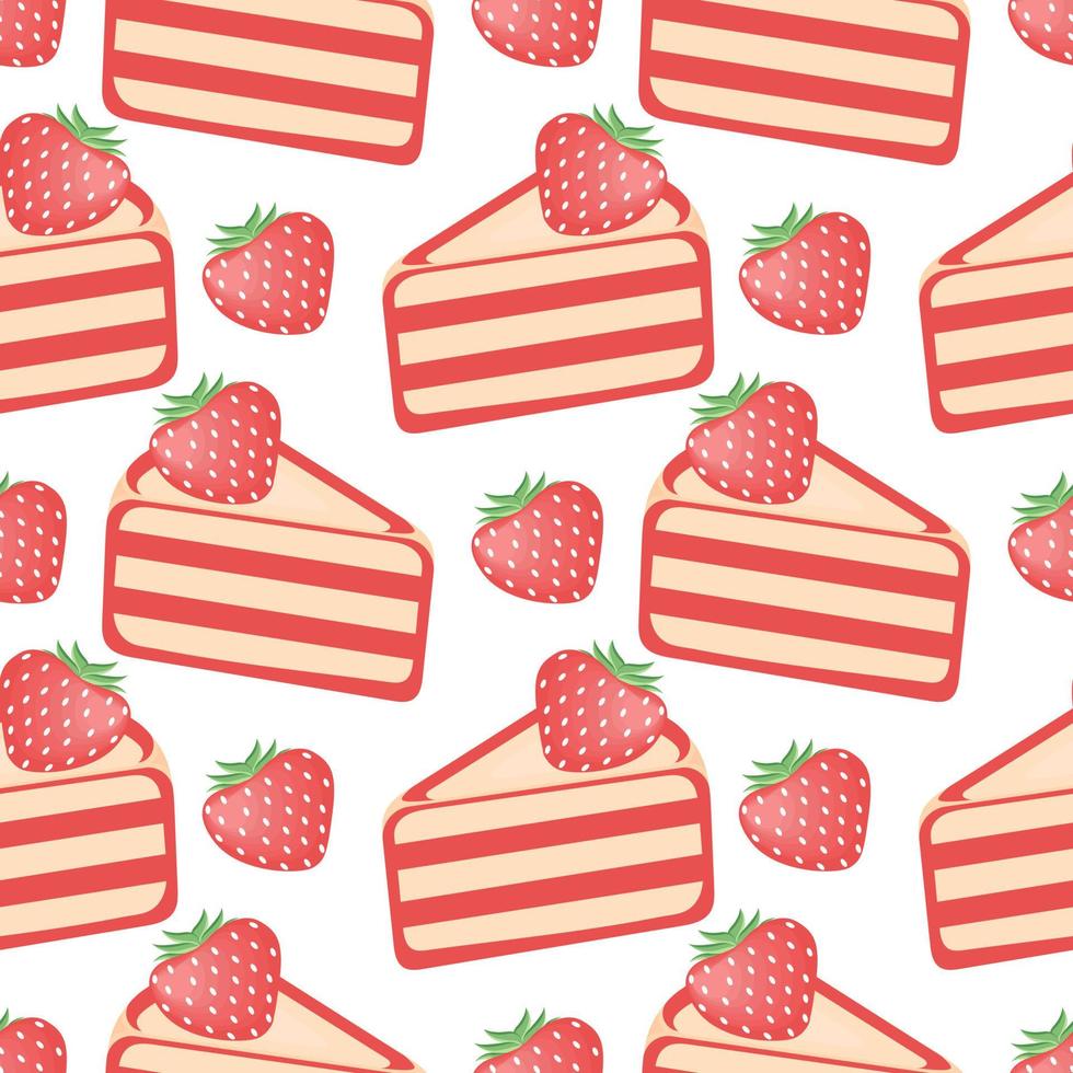 strawberry cake seamless pattern vector