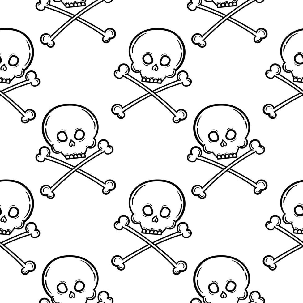 hand draw skull seamless pattern vector