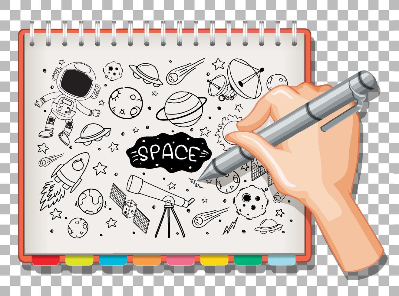 Hand drawn doodle of space icon vector