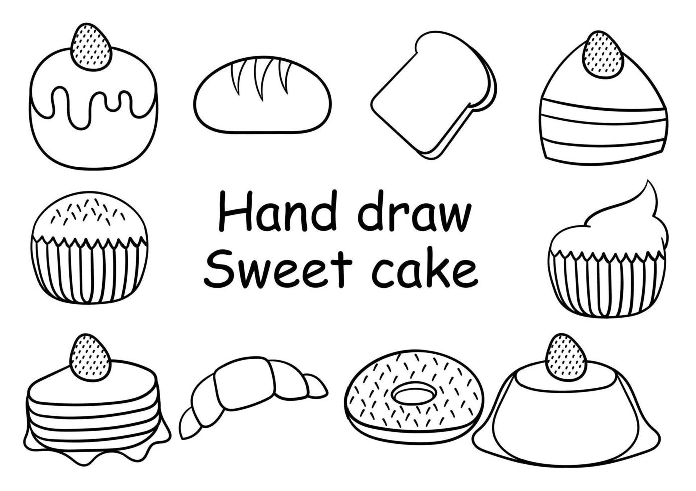 mano dibujado colección de dulce pasteles vector