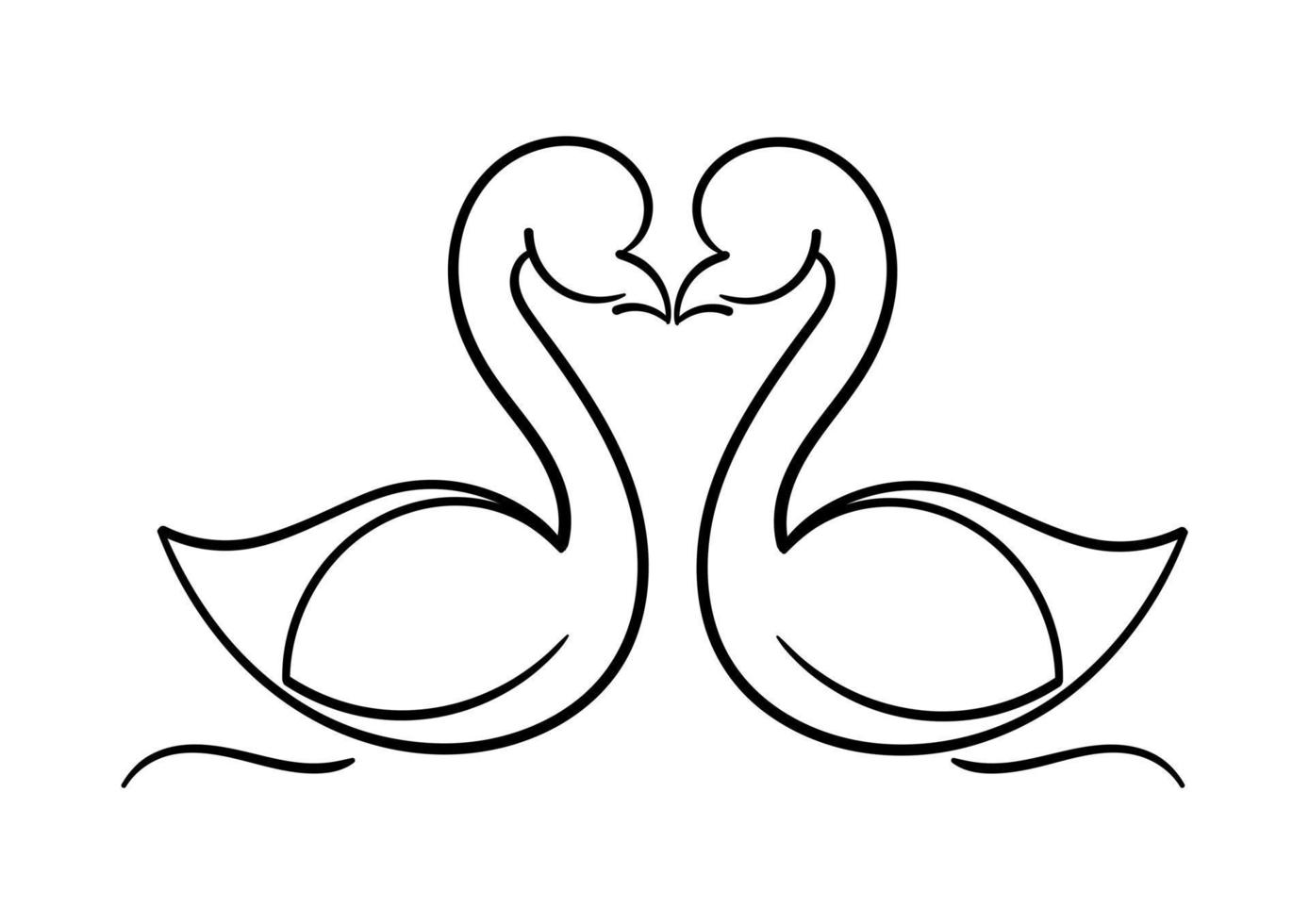 hand drawn swan with simple design vector