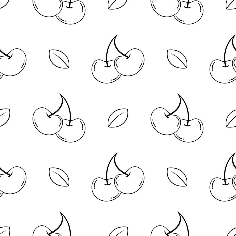 cherry fruit hand drawn seamless pattern vector