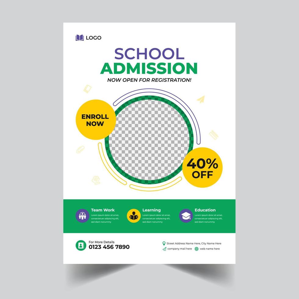 School admission Education Flyer Template Design vector