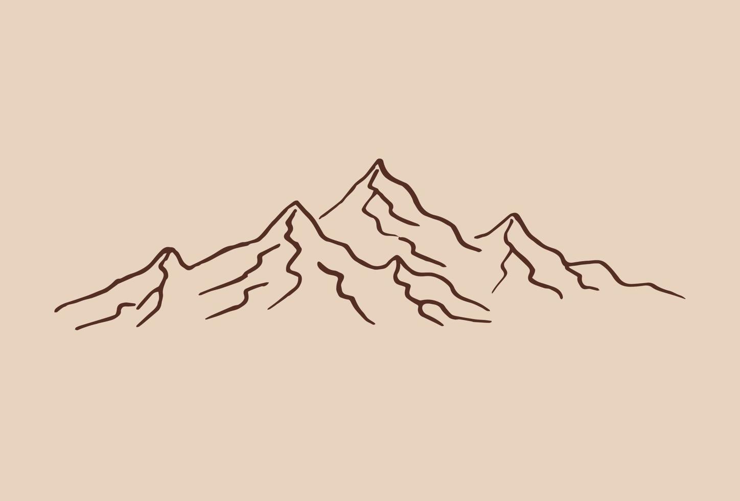 Mountains. Hand drawn rocky peaks. Vector illustration.