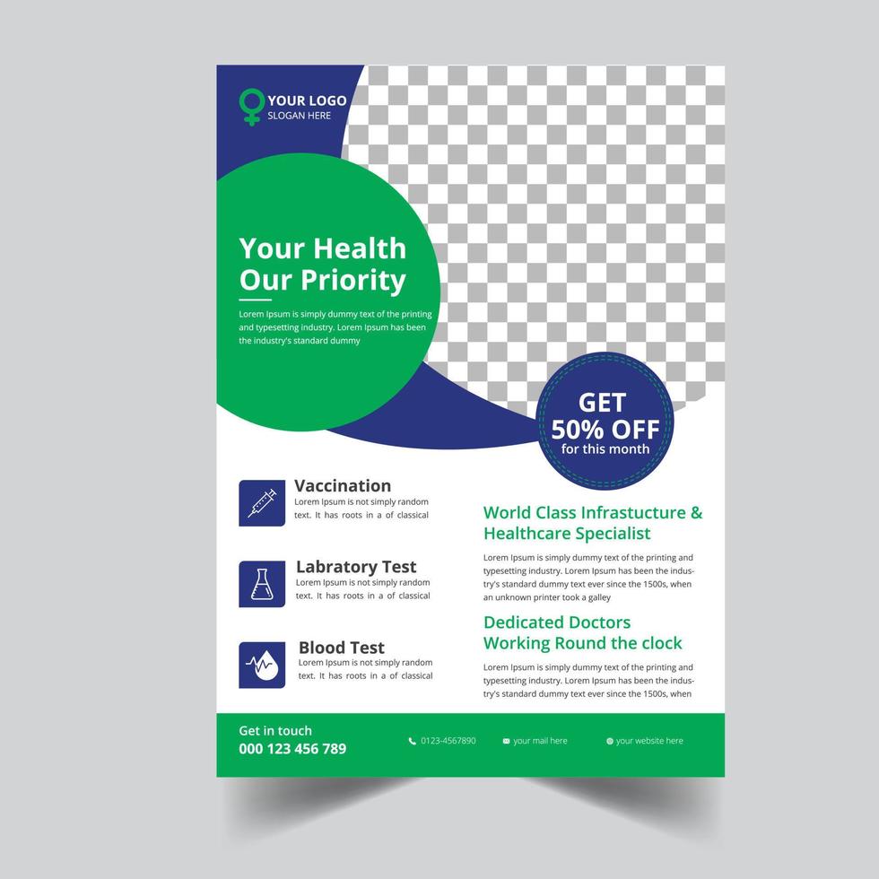 Medical flyer template for business and advertising Flyer design vector