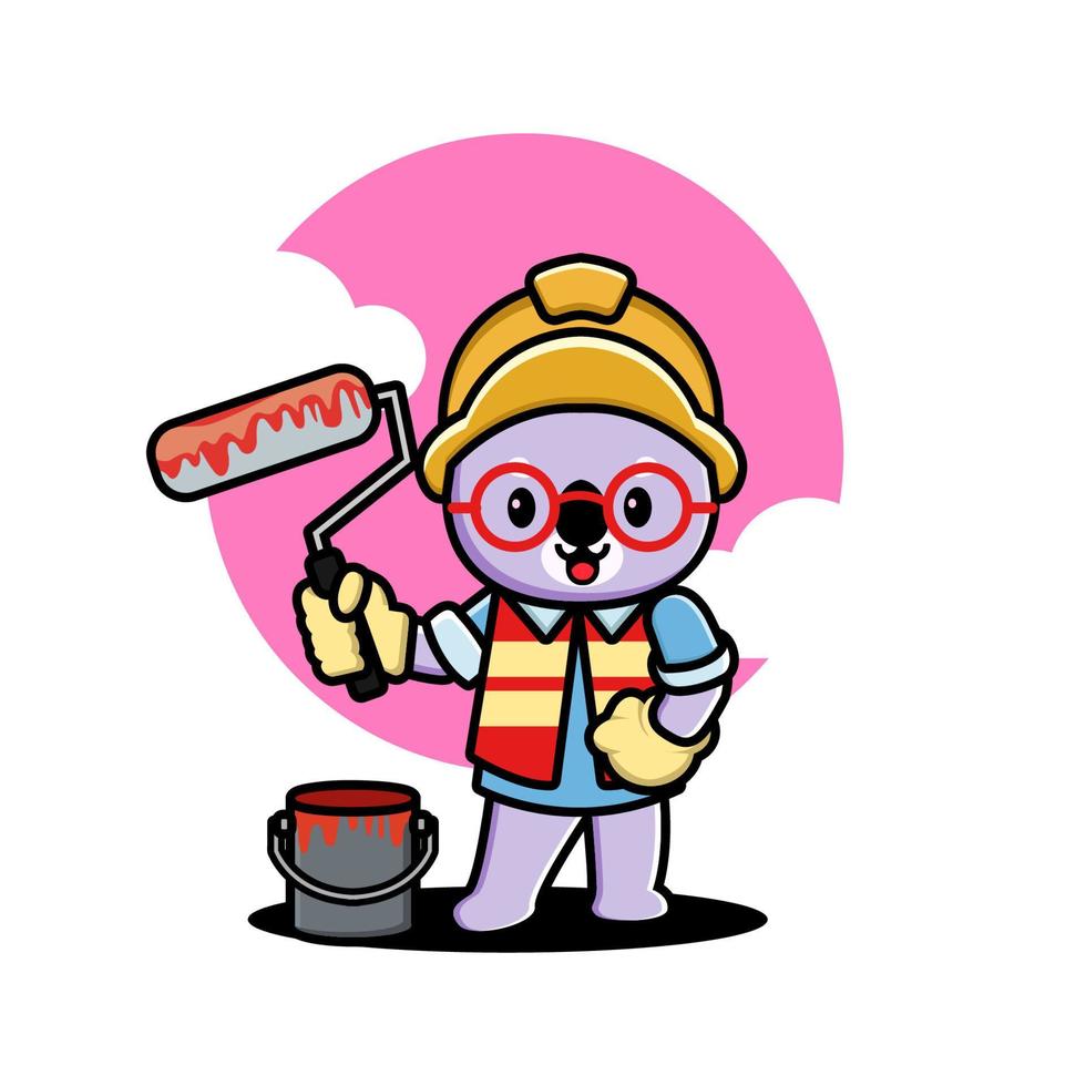 linda coala construcción trabajador dibujos animados vector