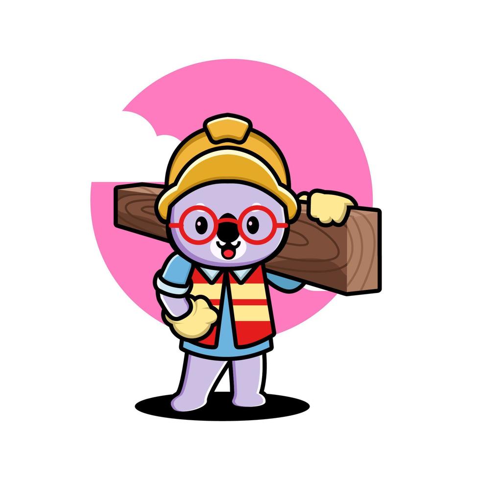 Cute koala construction worker cartoon vector