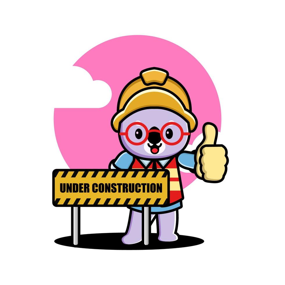 Cute koala construction worker cartoon vector