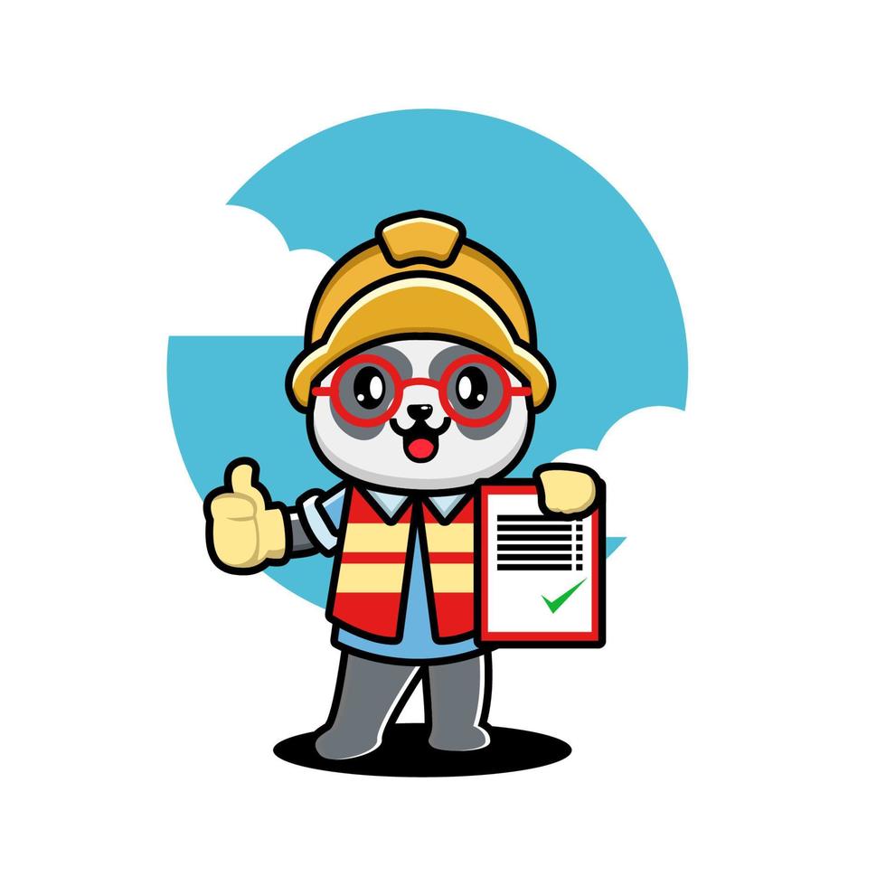 Cute panda construction worker cartoon vector