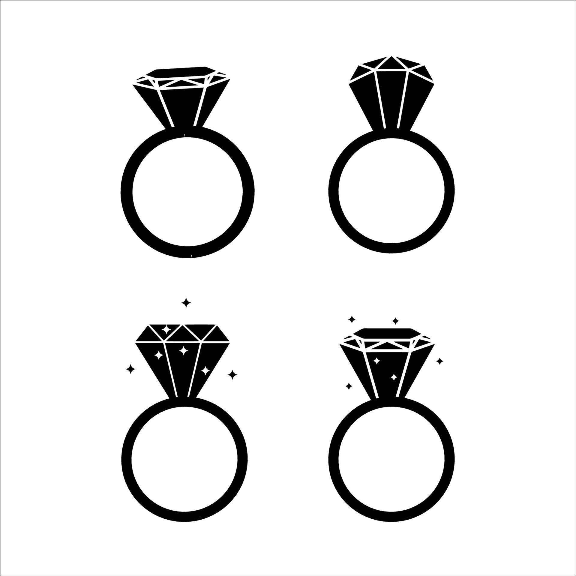 Black Silhouette Ring Diamond Collection 19861481 Vector Art at Vecteezy