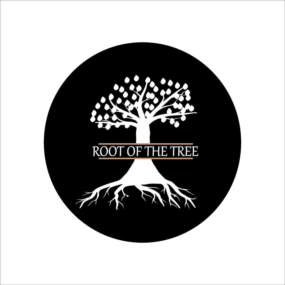 Logo Type Tree and Roots Circle Black and White vector