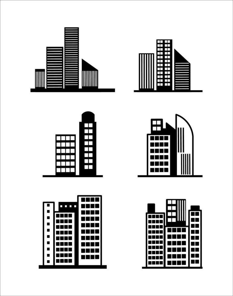 Collection of Silhouette Building Skyscrapers Illustrations vector