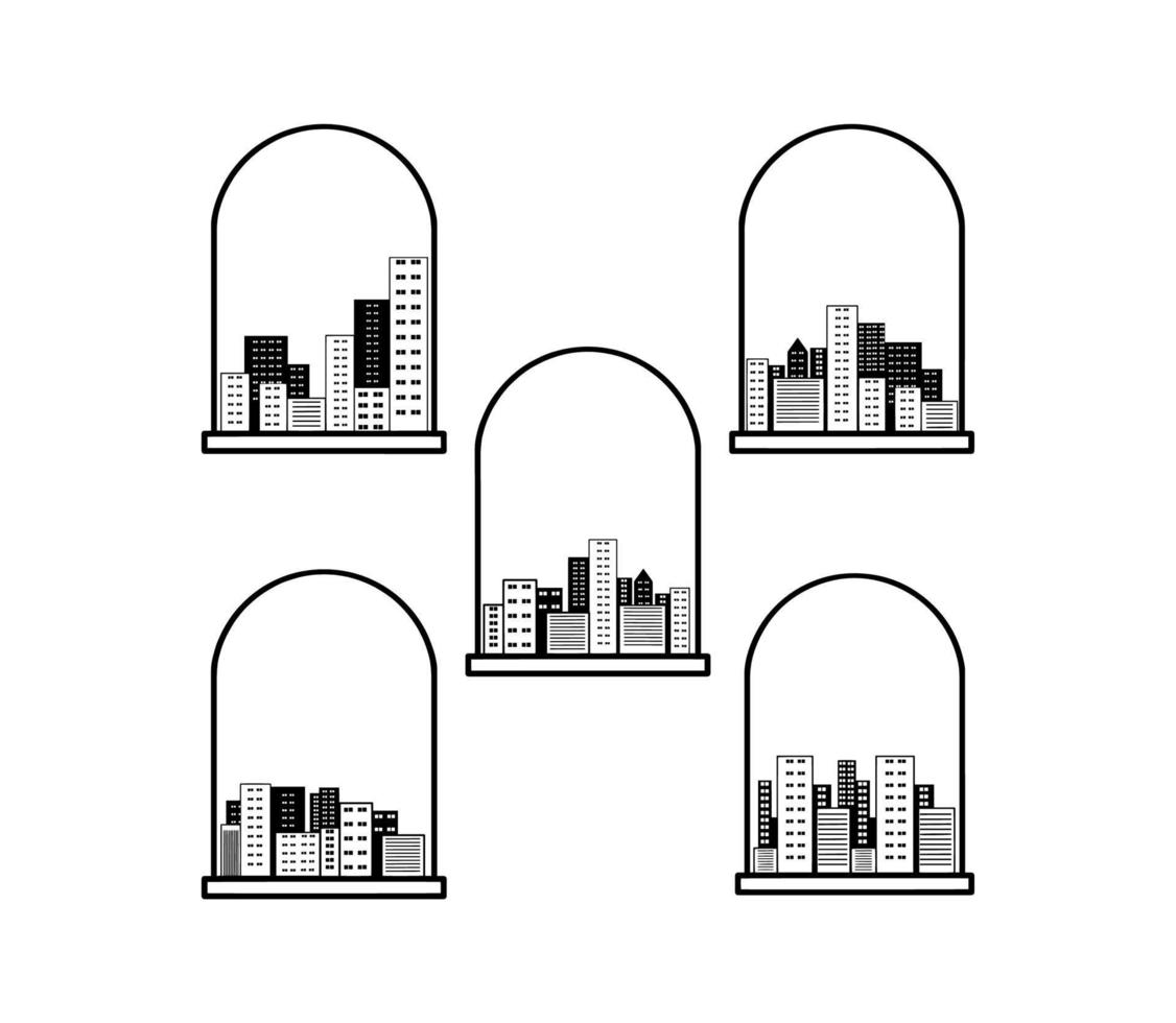 decoración edificio rascacielos en silueta blanco antecedentes vector