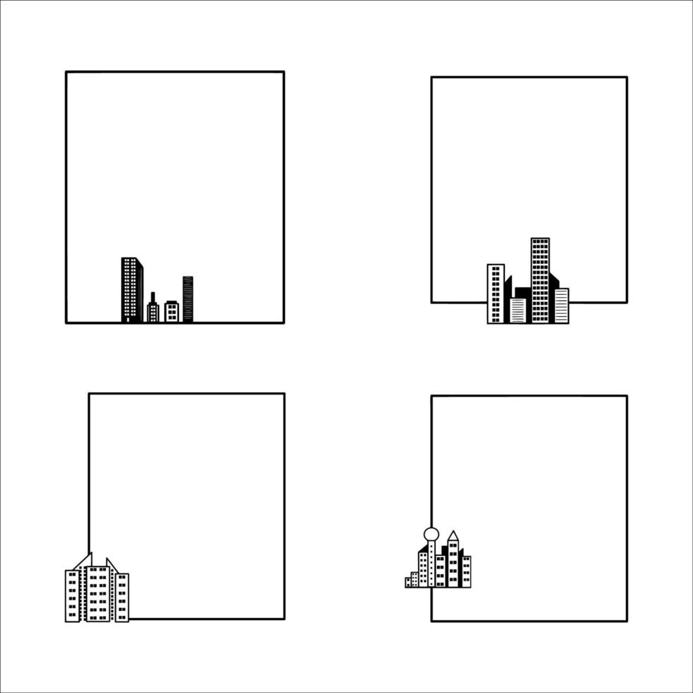 Rectangle Frame with Building Skyscrapers Collection vector