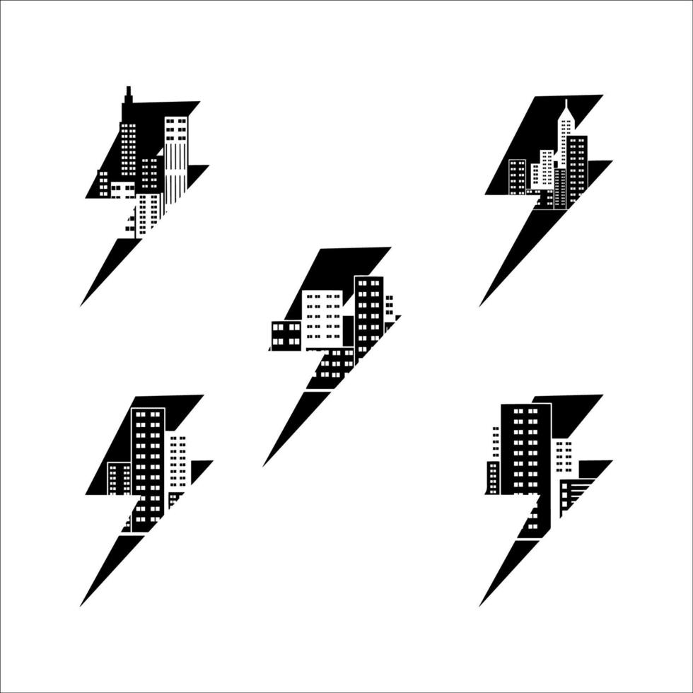 Decoration Building Skyscrapers Lightning Illustrations Collection vector
