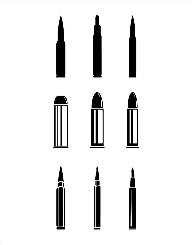 Set of Bullet Silhouette Illustrations White Background vector