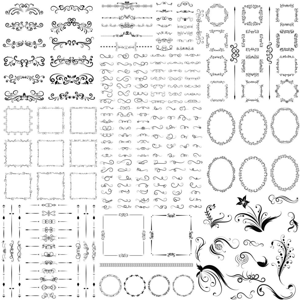 vector set of bundle decorative vintage frame