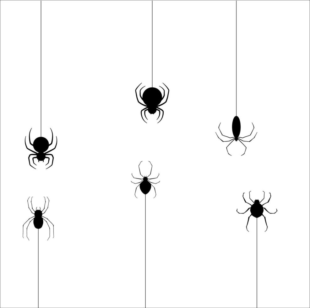 colgando en colección silueta araña ilustraciones vector