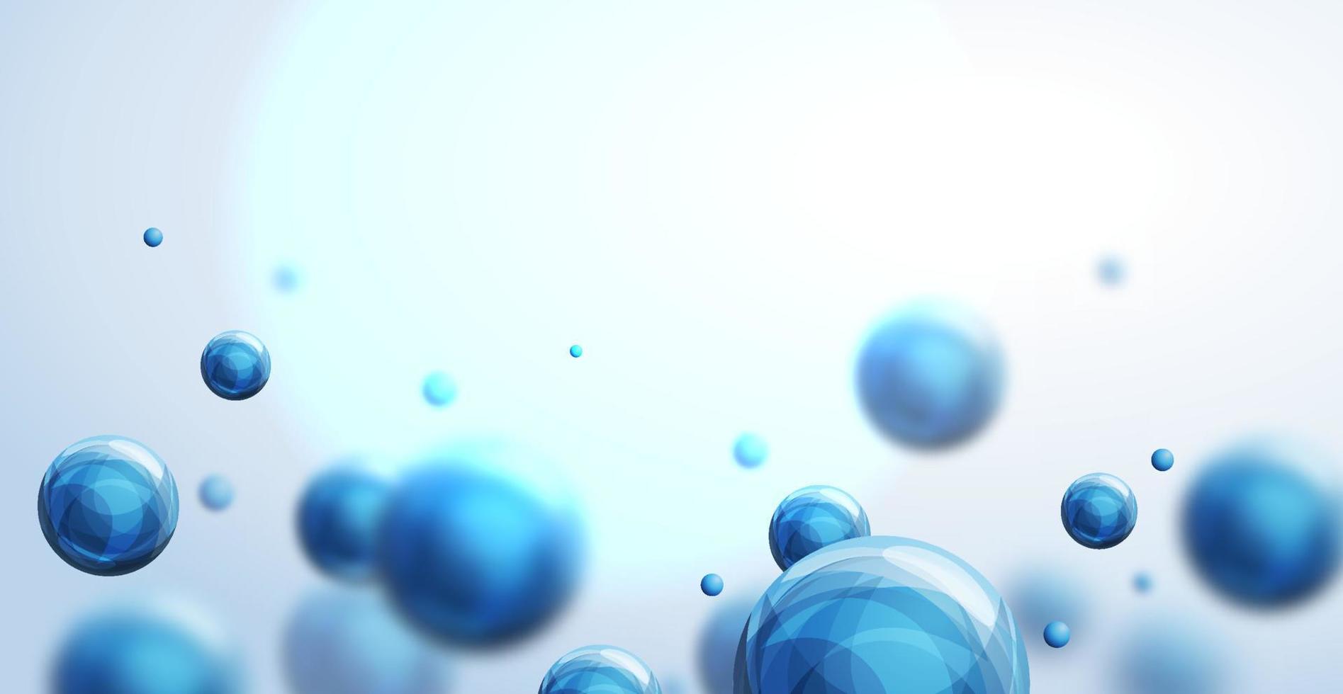 Realistic background with blue and purple balls and reflection effect. vector