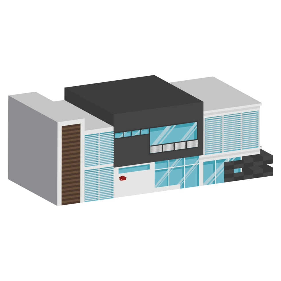 3D modern house or home. Isometric modern building and architecture. png