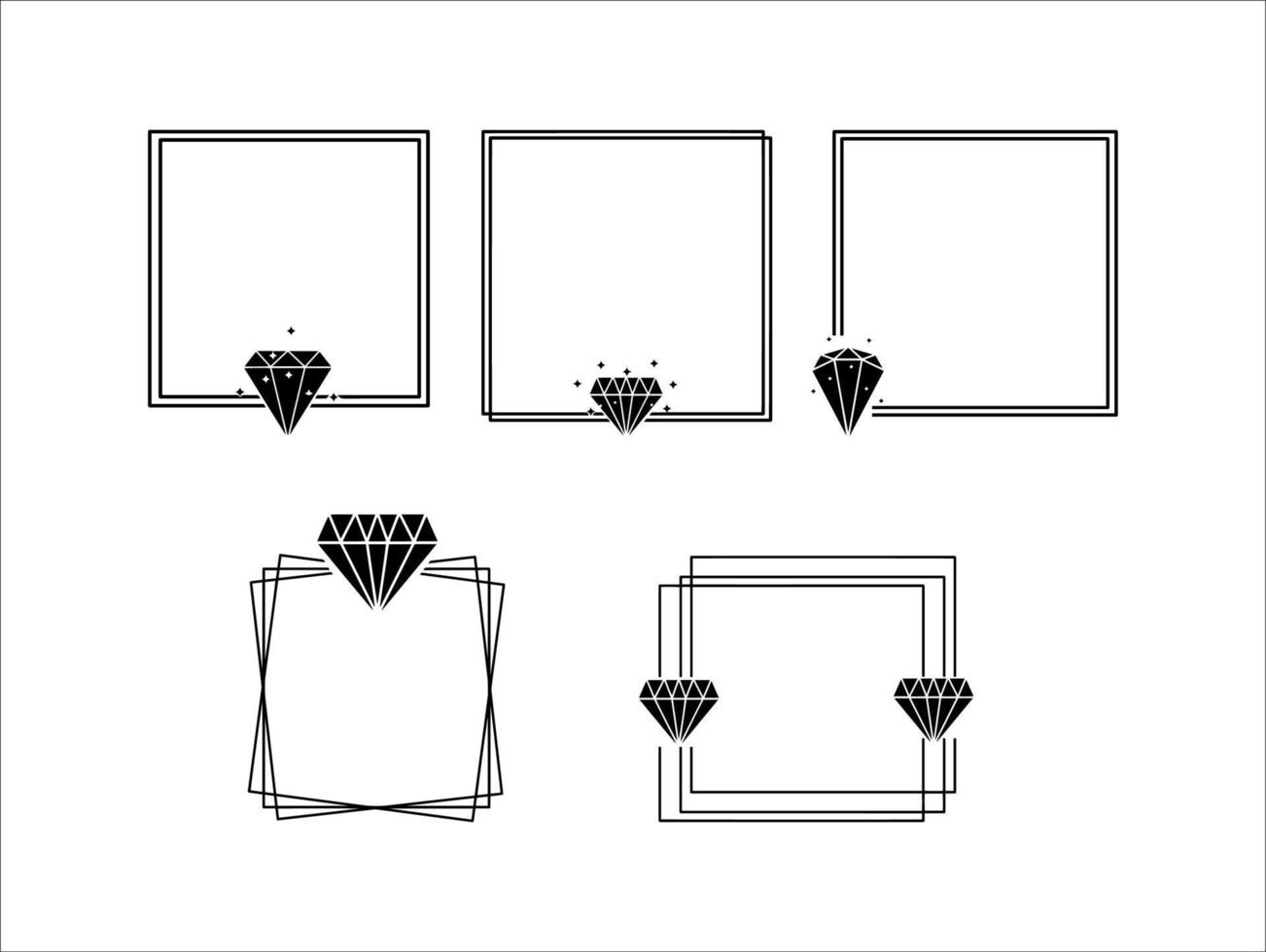 rectángulo marco frontera diamante silueta ilustraciones vector