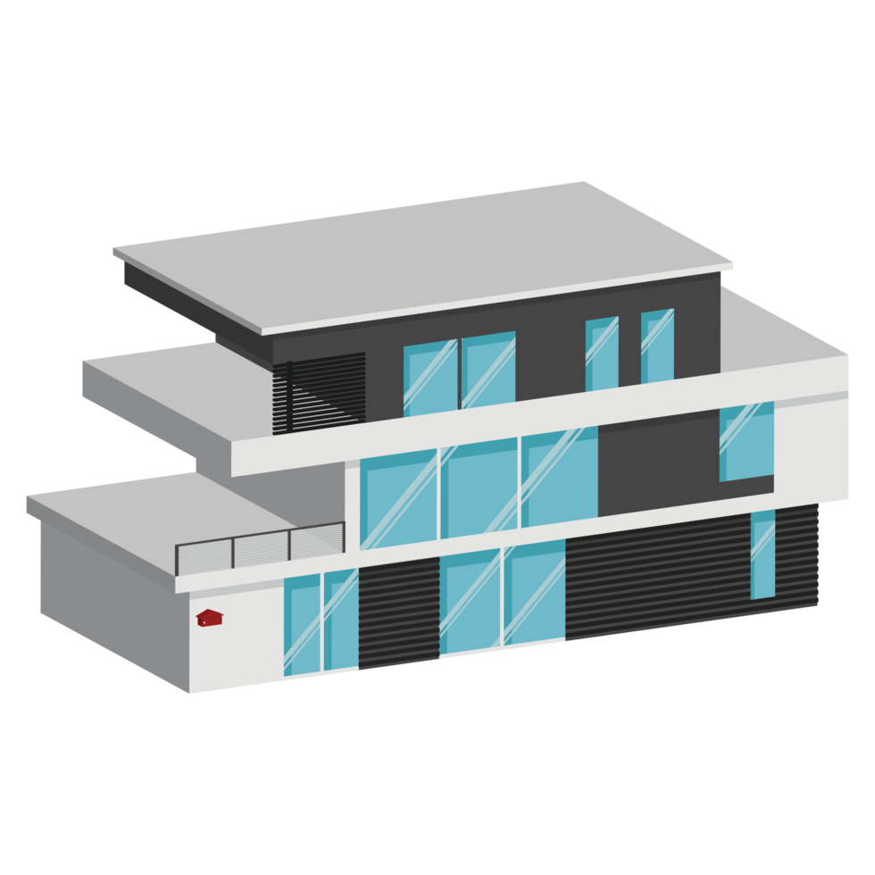 3D modern house or home. Isometric modern building and architecture. png