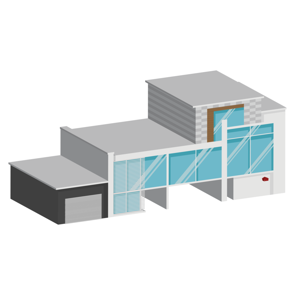3D modern house or home. Isometric modern building and architecture. png
