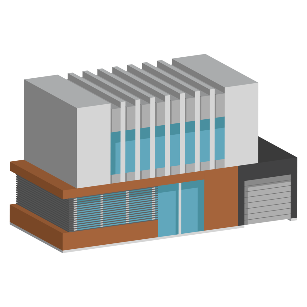 3D modern house or home. Isometric modern building and architecture. png