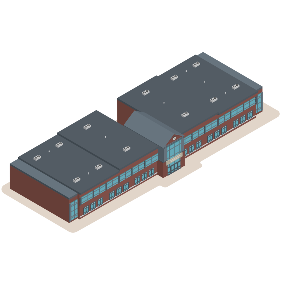 3d modern school- of Universiteit. isometrische modern kantoor gebouw en architectuur. png