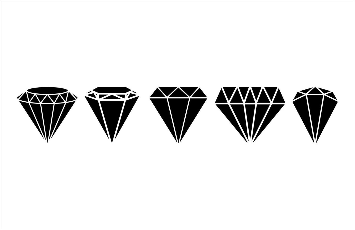 conjunto de silueta diamante ilustraciones en blanco antecedentes vector